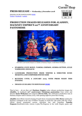 Production Images Released for Aladdin, Hackney Empire's 20Th