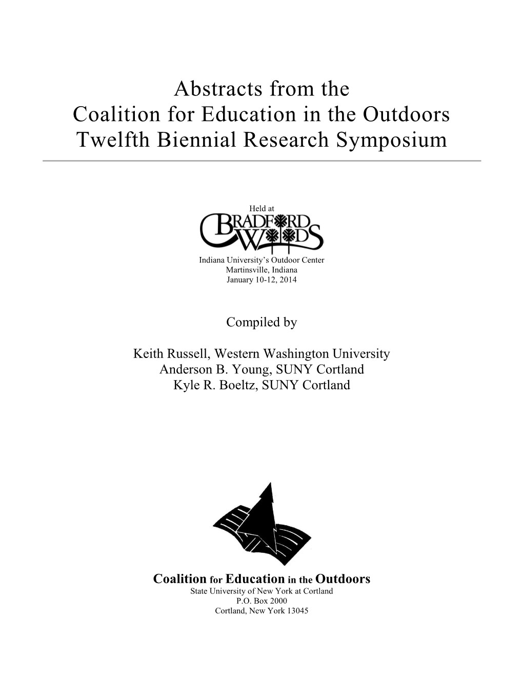 Abstracts from the Coalition for Education in the Outdoors Twelfth