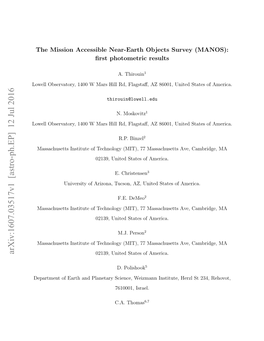 The Mission Accessible Near-Earth Objects Survey (MANOS): First Photometric Results