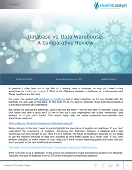 Database Vs. Data Warehouse: a Comparative Review