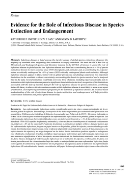 Evidence for the Role of Infectious Disease in Species Extinction and Endangerment