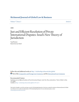 Israel's New Theory of Jurisdiction