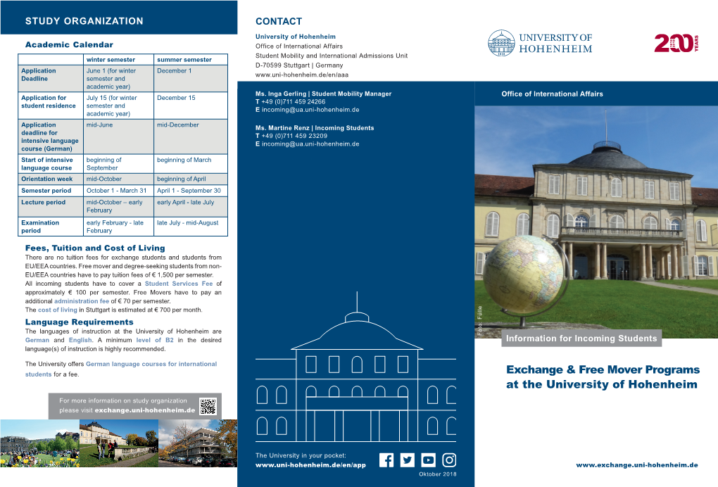 Hohenheim University Incomings Student Info