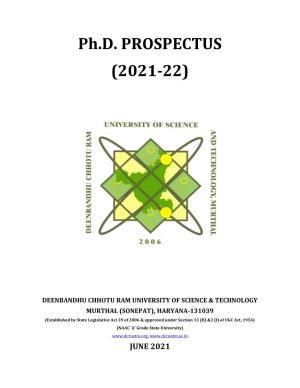 Ph.D. PROSPECTUS (2021-22)