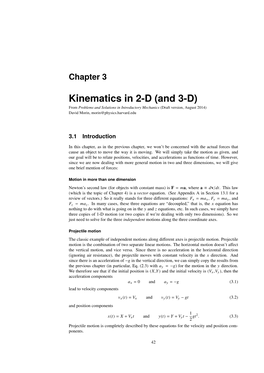 Kinematics in 2-D (And 3-D) from Problems and Solutions in Introductory Mechanics (Draft Version, August 2014) David Morin, Morin@Physics.Harvard.Edu