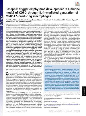 Basophils Trigger Emphysema Development in a Murine Model of COPD Through IL-4–Mediated Generation of MMP-12–Producing Macrophages