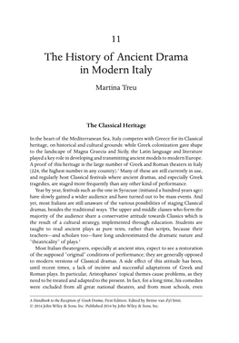 The History of Ancient Drama in Modern Italy Martina Treu