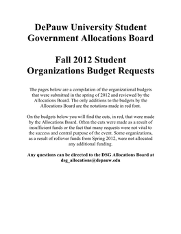 Depauw University Student Government Allocations Board Fall