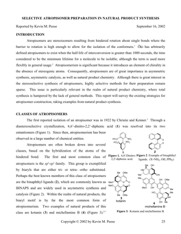 Selective Atropisomer Preparation in Natural Product Synthesis