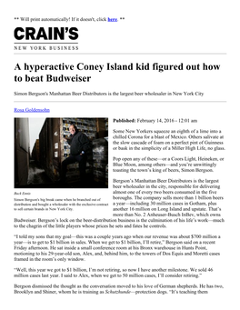 A Hyperactive Coney Island Kid Figured out How to Beat Budweiser