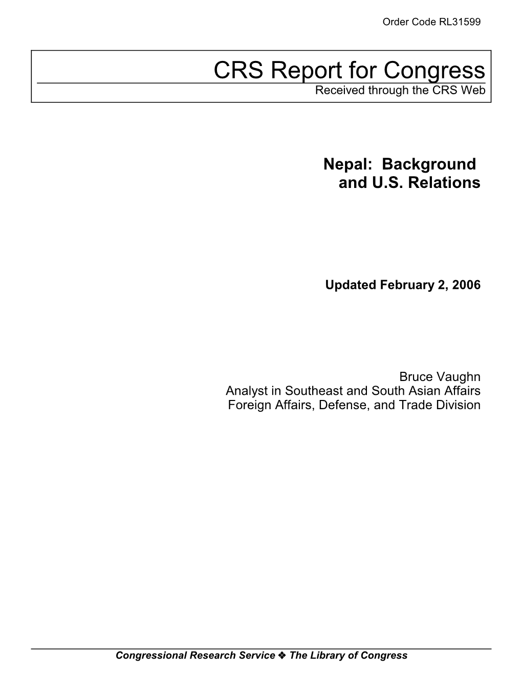 Nepal: Background and U.S