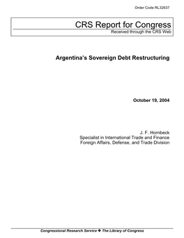 Argentina's Sovereign Debt Restructuring