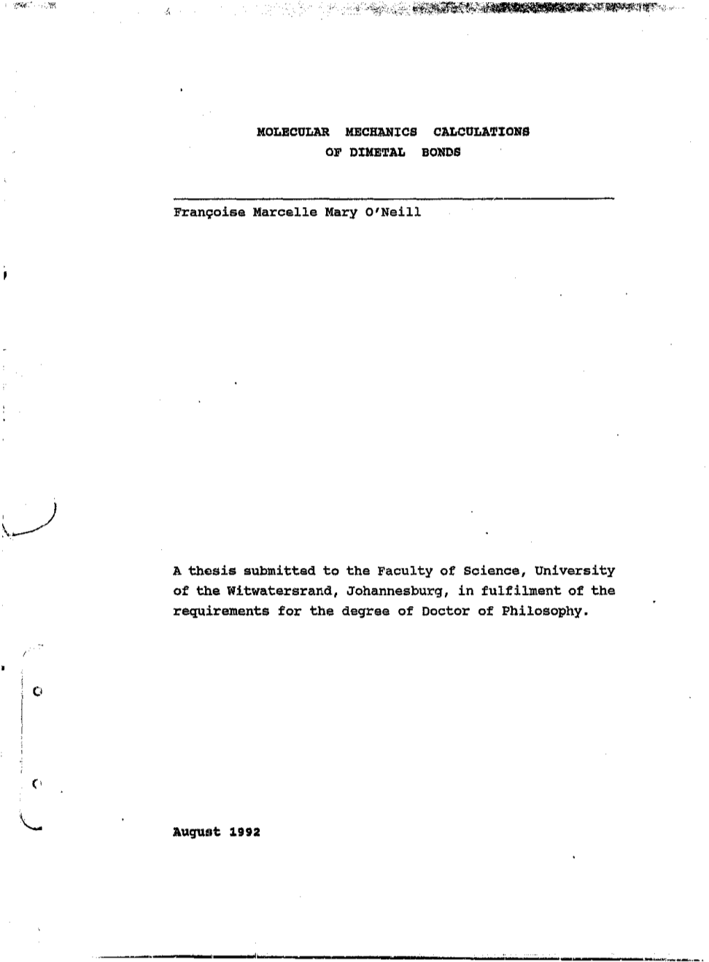 Molecular Mechanics Calculations of Dimetal Bonds