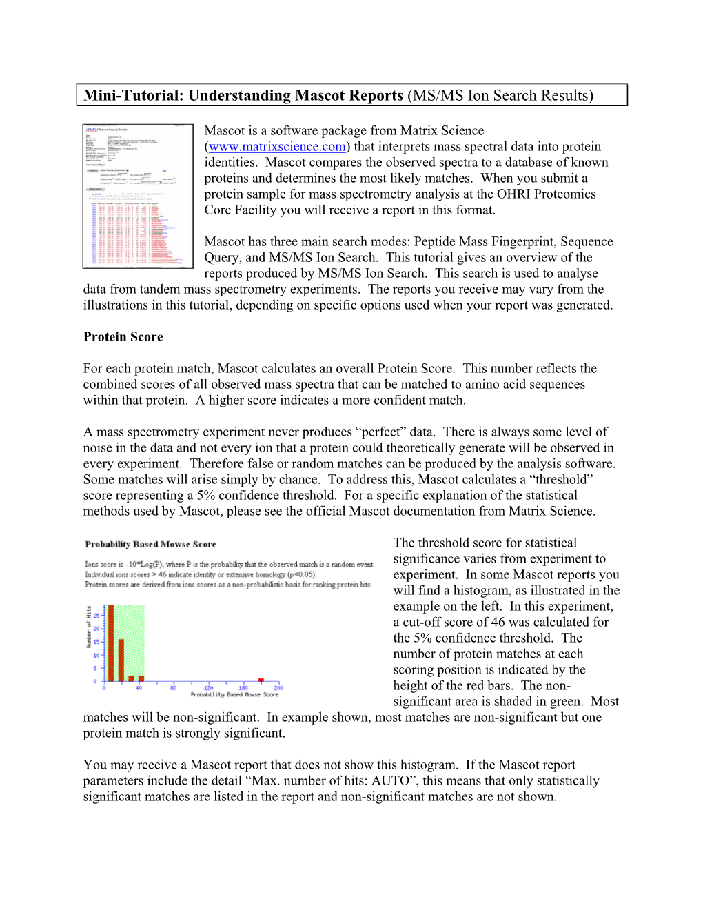 Mini-Tutorial: Understanding Mascot Reports (MS/MS Ion Search Results)