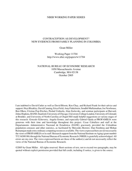 Contraception As Development? New Evidence from Family Planning in Colombia