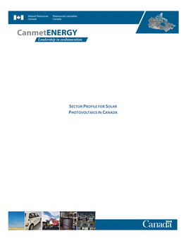 Sector Profile for Solar Photovoltaics in Canada