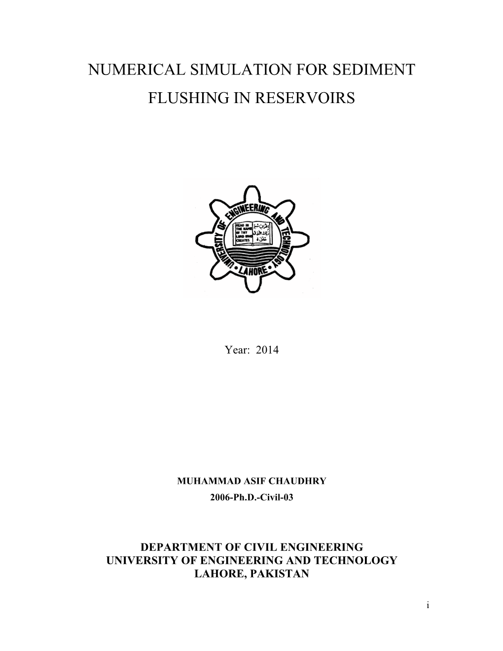 Numerical Simulation for Sediment Flushing in Reservoirs