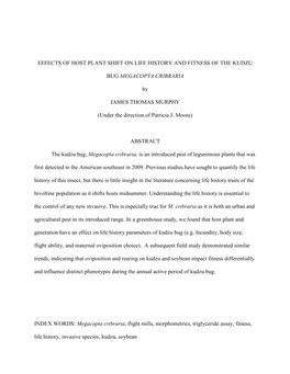 Effects of Host Plant Shift on Life History and Fitness of the Kudzu