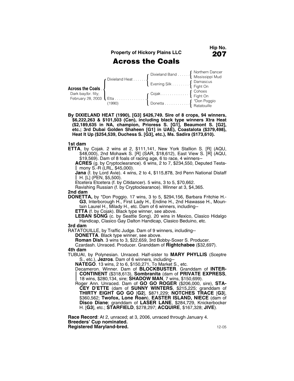 Page 1 by DIXIELAND HEAT (1990), [G3] $426,749. Sire of 8 Crops