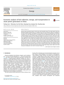 Economic Analysis of Fuel Collection, Storage, and Transportation in Straw Power Generation in China