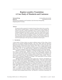 Register-Sensitive Translation: a Case Study of Mandarin and Cantonese