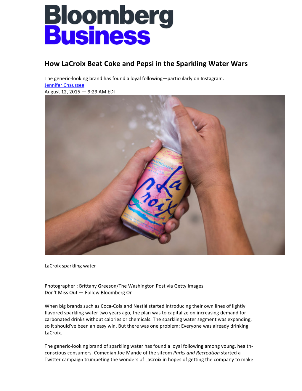 How Lacroix Beat Coke and Pepsi in the Sparkling Water Wars