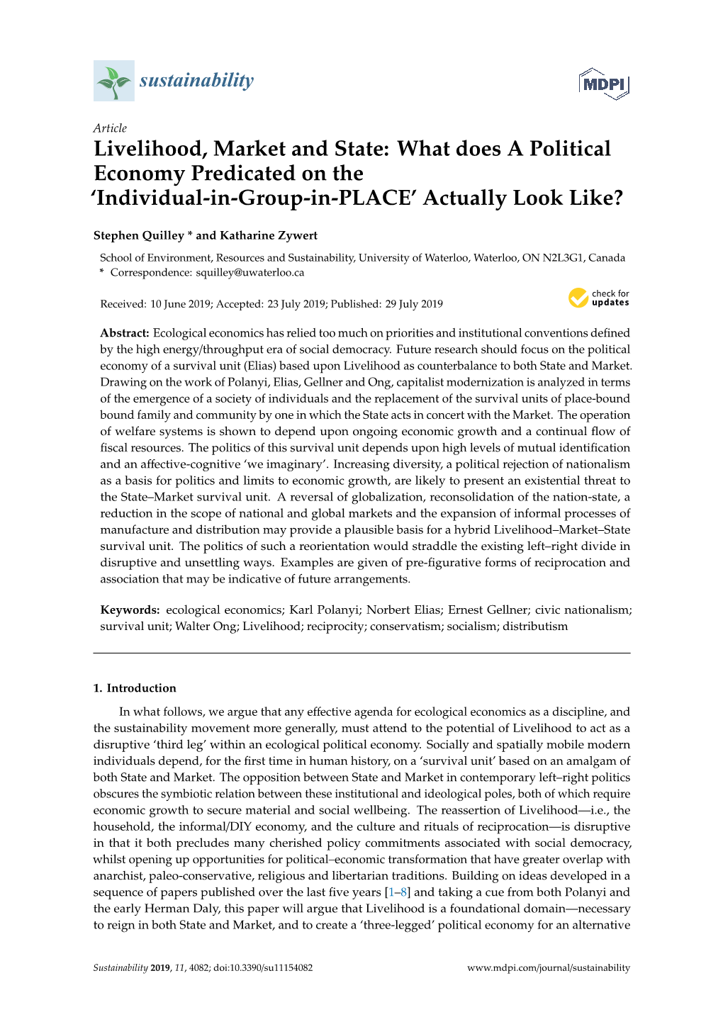 Livelihood, Market and State: What Does a Political Economy Predicated on the ‘Individual-In-Group-In-PLACE’ Actually Look Like?