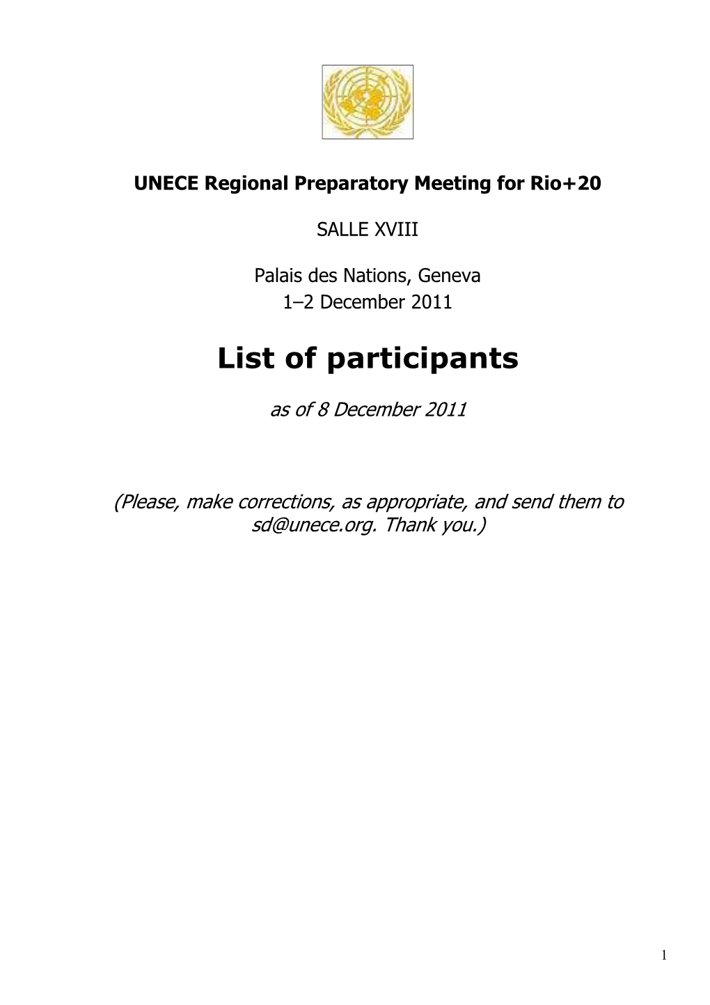 List of Participants