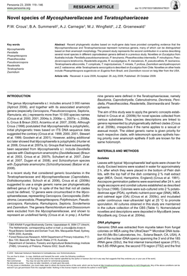 Novel Species of Mycosphaerellaceae and Teratosphaeriaceae