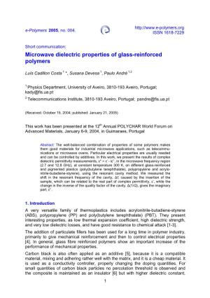 Microwave Dielectric Properties of Glass-Reinforced Polymers