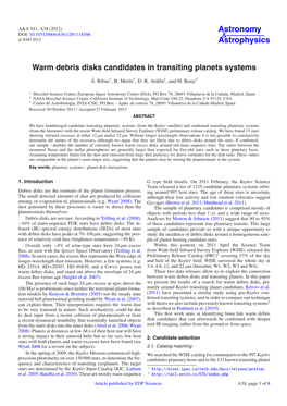 Warm Debris Disks Candidates in Transiting Planets Systems