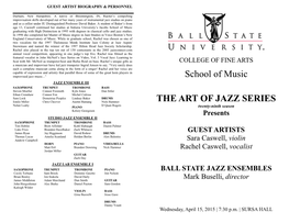 School of Music the ART of JAZZ SERIES