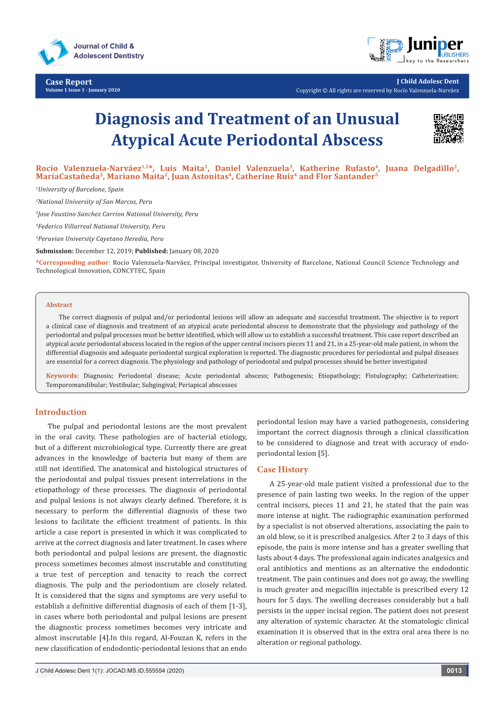 Diagnosis and Treatment of an Unusual Atypical Acute Periodontal Abscess