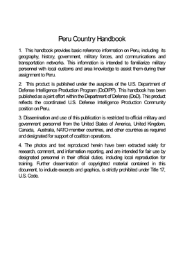 Peru Country Handbook