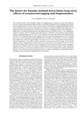 The Future for Sundaic Lowland Forest Birds: Long-Term Effects of Commercial Logging and Fragmentation