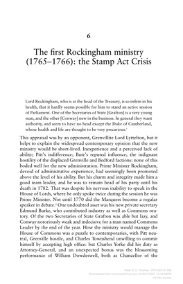 The First Rockingham Ministry (1765–1766): the Stamp Act Crisis