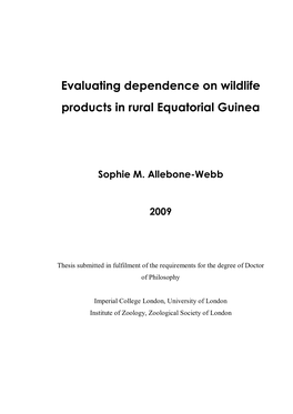 Evaluating Dependence on Wildlife Products in Rural Equatorial Guinea