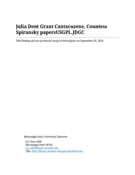 Julia Dent Grant Cantacuzene, Countess Spiransky Papersusgpl.JDGC