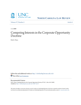 Competing Interests in the Corporate Opportunity Doctrine Pat K