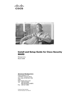 Install and Setup Guide for Cisco Security MARS Release 5.3.X March 2008