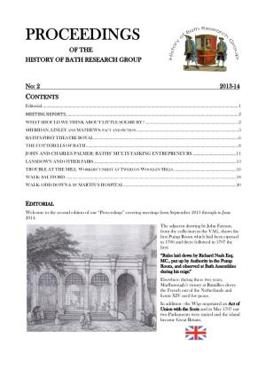 Proceedings of the History of Bath Research Group