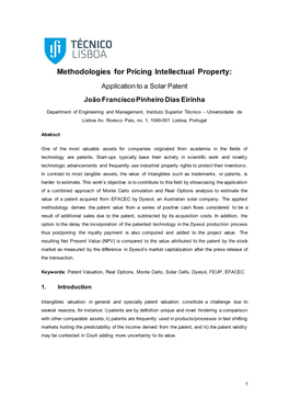 Methodologies for Pricing Intellectual Property