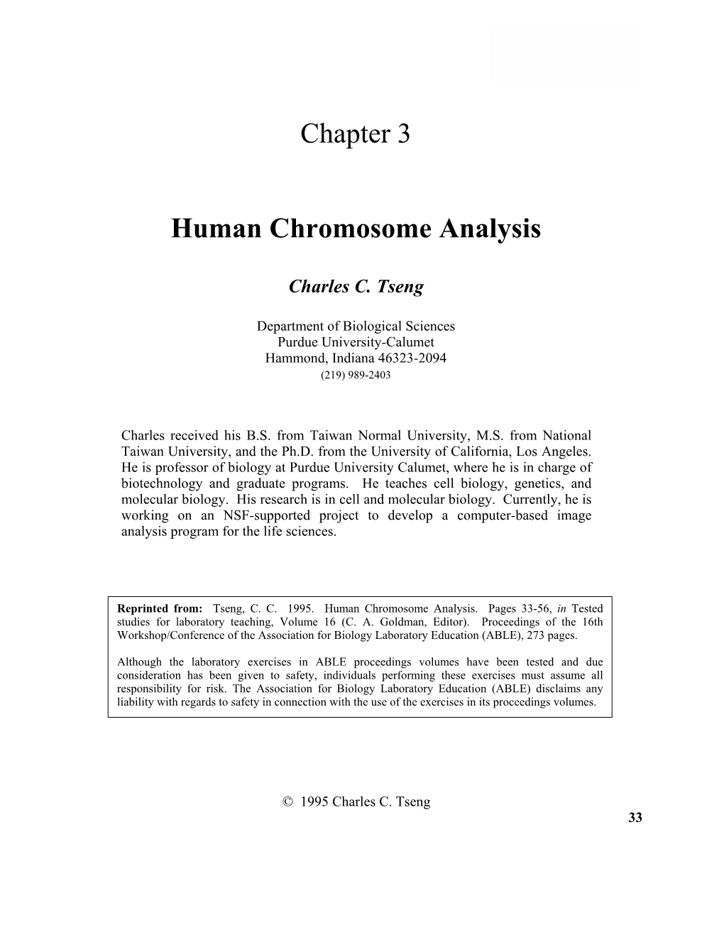Chapter 3 Human Chromosome Analysis