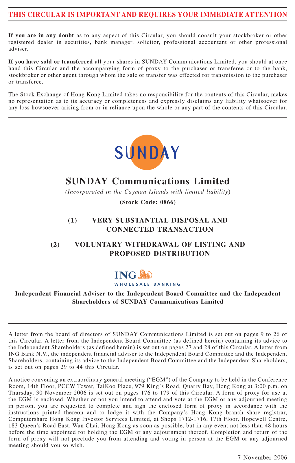 SUNDAY Communications Limited