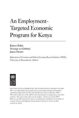 An Employment- Targeted Economic Program for Kenya ______