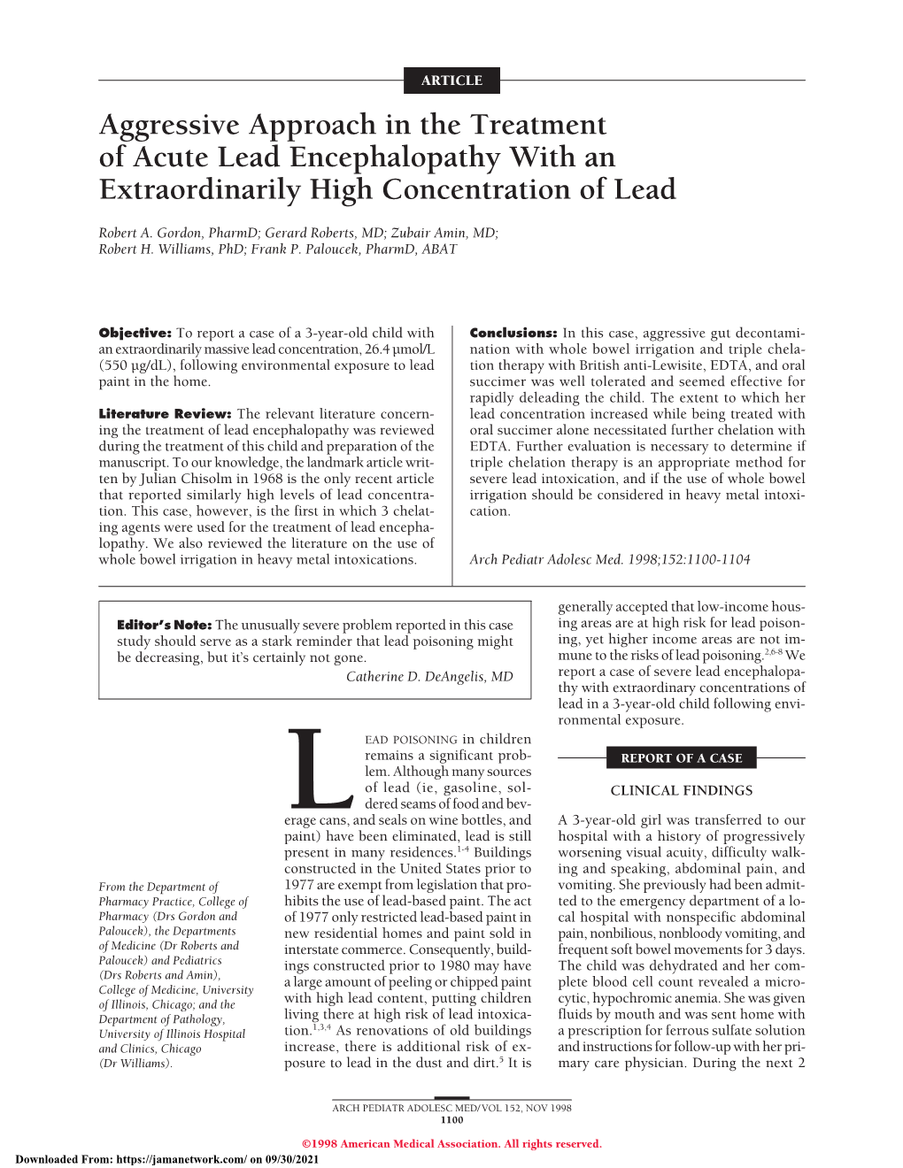 Aggressive Approach in the Treatment of Acute Lead Encephalopathy with an Extraordinarily High Concentration of Lead