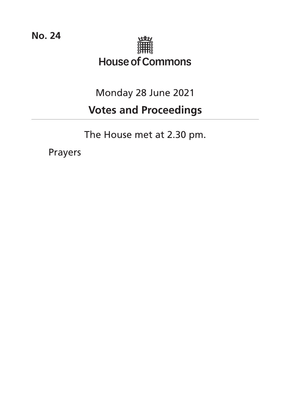 View Votes and Proceedings (Large Print