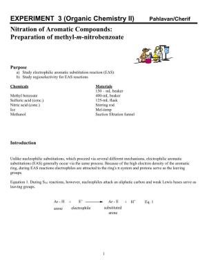 Nitration of Aromatic Compounds: Preparation of Methyl-M-Nitrobenzene