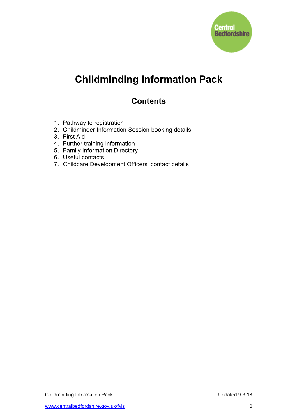 Childminding Information Pack
