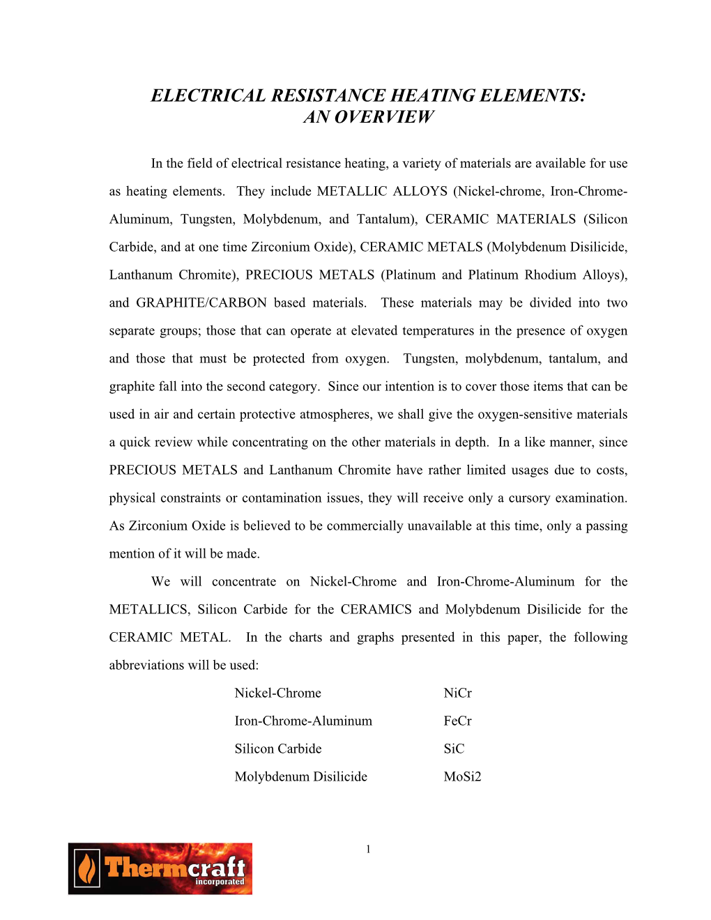 Electrical Resistance Heating Elements an Overview DocsLib